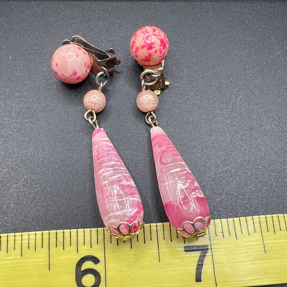 Vintage 1950’s Hong Kong Pink Bead Earrings